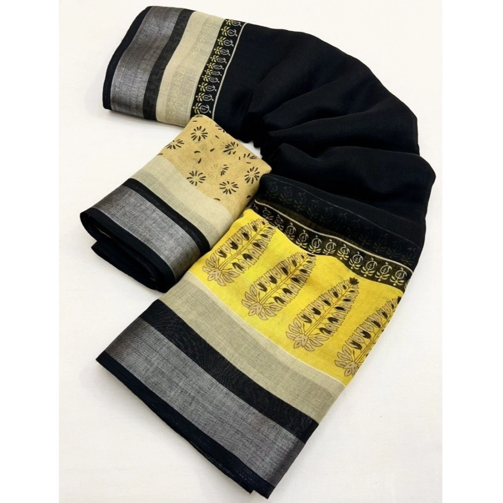 PID-66554-Women-s-Cotton-Linen-Printed-Saree-With-Unstitched-Blouse-5-5-Mtr-Black-1-1000x1000-1.webp Women's Cotton Linen Printed Saree With Unstitched Blouse 5.5Mtr (Black) - Image 1