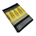 Women's Cotton Linen Printed Saree With Unstitched Blouse 5.5Mtr (Black) - Image 5