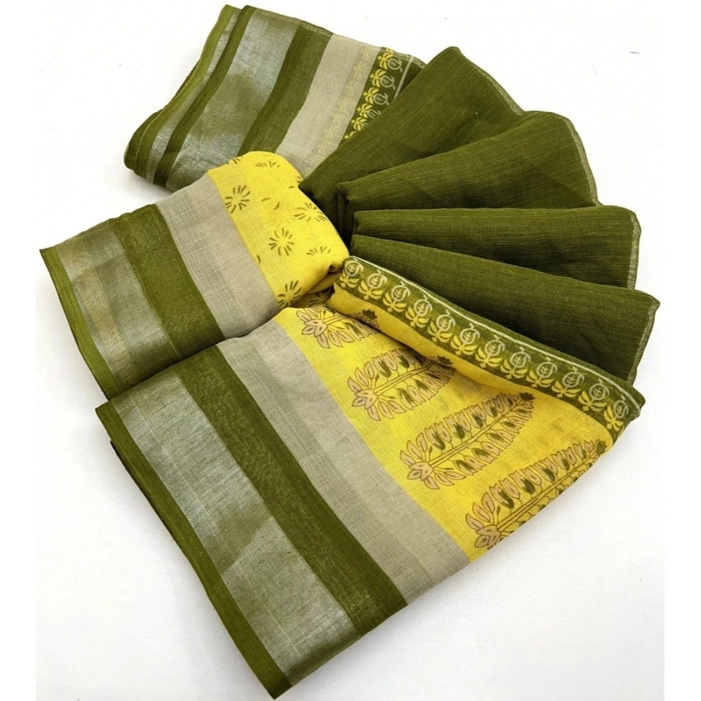 PID-66556-Women-s-Cotton-Linen-Printed-Saree-With-Unstitched-Blouse-5-5-Mtr-Green-1-1000x1000-1.webp Women's Cotton Linen Printed Saree With Unstitched Blouse 5.5Mtr (Green) - Image 1