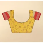 Women's Cotton Linen Printed Saree With Unstitched Blouse 5.5Mtr (Red) - Image 2
