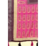 Women's Cotton Linen Printed Saree With Unstitched Blouse 5.5Mtr (Wine) - Image 2