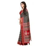 Women's Cotton Silk Printed Saree With Unstitched Blouse 5.5Mtr (Black) - Image 5