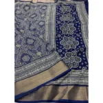 Women's Cotton Silk Printed Saree With Unstitched Blouse 5.5Mtr (Blue) - Image 2