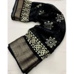 Women's Cotton Silk Printed Saree With Unstitched Blouse 5.5Mtr (Black) - Image 4