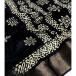 Women's Cotton Silk Printed Saree With Unstitched Blouse 5.5Mtr (Black) - Image 3