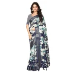 Women's Cotton Silk Floral Printed Saree With Unstitched Blouse 5.5Mtr (Multicolor) - Image 6