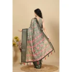 Women's Cotton Silk Floral Printed Saree With Unstitched Blouse 5.5Mtr (Grey) - Image 5
