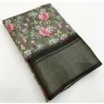 Women's Cotton Silk Floral Printed Saree With Unstitched Blouse 5.5Mtr (Grey) - Image 3