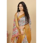 Women's Cotton Silk Floral Printed Saree With Unstitched Blouse 5.5Mtr (Lavender)