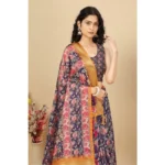 Women's Cotton Silk Floral Printed Saree With Unstitched Blouse 5.5Mtr (Purple)