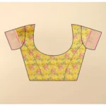 Women's Cotton Silk Floral Printed Saree With Unstitched Blouse 5.5Mtr (Yellow) - Image 4