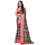Women's Cotton Silk Floral Printed Saree With Unstitched Blouse 5.5Mtr (Multicolor) - Image 6