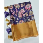 Women's Cotton Silk Floral Printed Saree With Unstitched Blouse 5.5Mtr (Multicolor) - Image 4