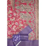 Women's Cotton Silk Floral Printed Saree With Unstitched Blouse 5.5Mtr (Pink-Purple) - Image 2