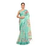 Women's Cotton Silk Floral Printed Saree With Unstitched Blouse 5.5Mtr (Multicolor) - Image 4