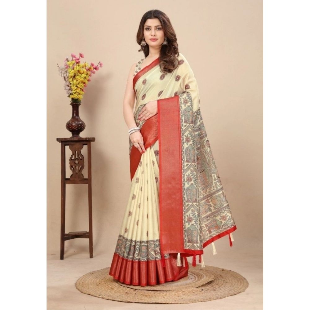 PID-66599-Women-s-Cotton-Silk-Printed-Saree-With-Unstitched-Blouse-5-5-Mtr-White-1-1000x1000-1.webp Women's Cotton Silk Printed Saree With Unstitched Blouse 5.5Mtr (Cream) - Image 1