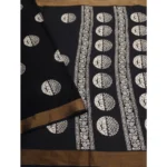 Women's Cotton Silk Printed Saree With Unstitched Blouse 5.5Mtr (Black) - Image 2