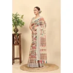 Women's Cotton Silk Printed Saree With Unstitched Blouse 5.5Mtr (Multicolor) - Image 2