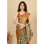 Women's Cotton Silk Floral Printed Saree With Unstitched Blouse 5.5Mtr (Multicolor)