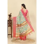 Women's Cotton Silk Floral Printed Saree With Unstitched Blouse 5.5Mtr (Multicolor) - Image 5