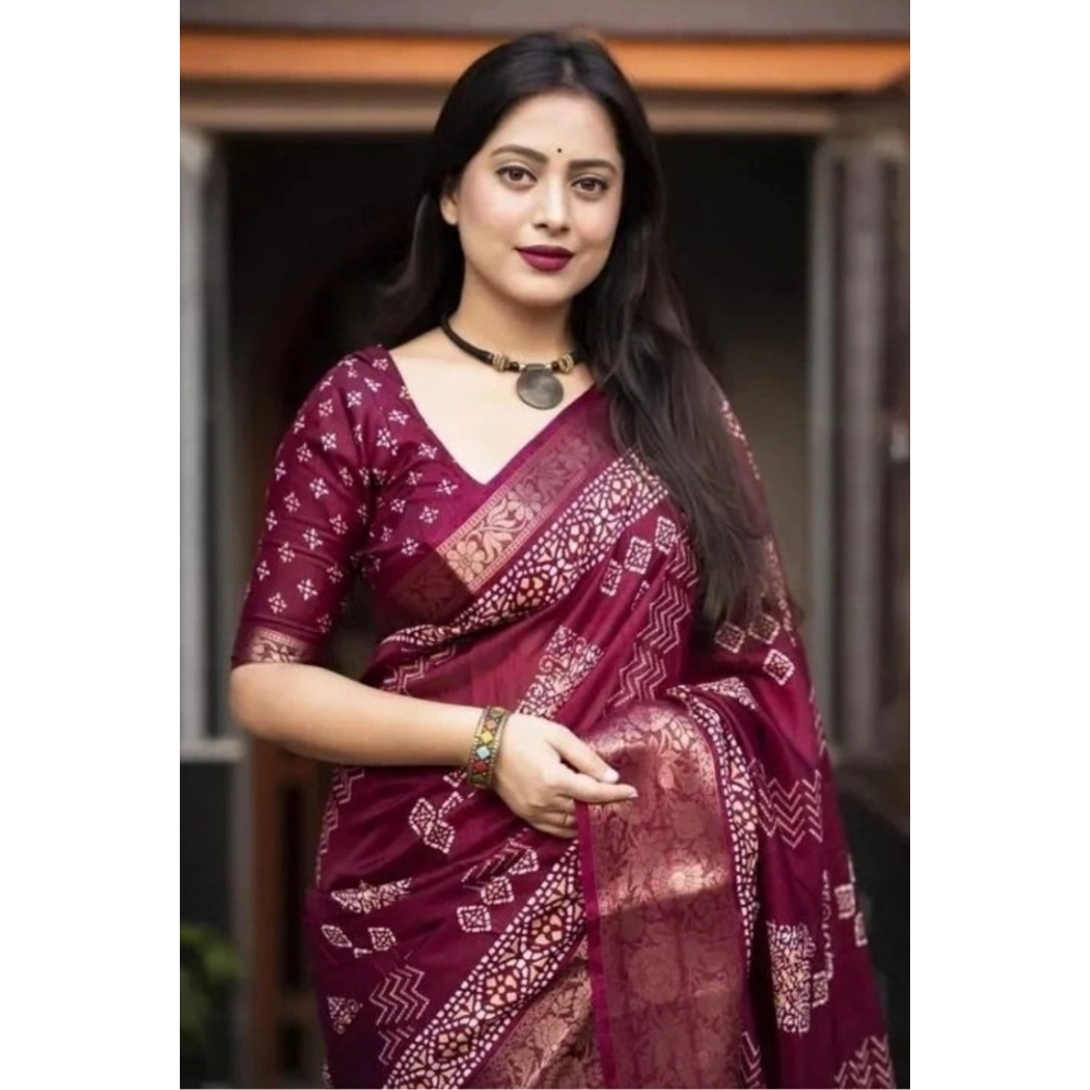 PID-66615-Women-s-Cotton-Silk-Printed-Saree-With-Unstitched-Blouse-5-5-Mtr-Purple-1-1000x1000-1.webp Women's Cotton Silk Printed Saree With Unstitched Blouse 5.5Mtr (Wine) - Image 1