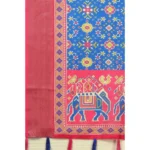 Women's Cotton Silk Printed Saree With Unstitched Blouse 5.5Mtr (Blue) - Image 6