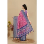 Women's Cotton Silk Printed Saree With Unstitched Blouse 5.5Mtr (Pink) - Image 4