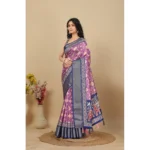 Women's Cotton Silk Printed Saree With Unstitched Blouse 5.5Mtr (Wine) - Image 5