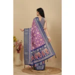 Women's Cotton Silk Printed Saree With Unstitched Blouse 5.5Mtr (Wine) - Image 4