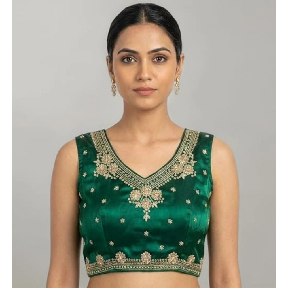 PID-66629-Womens-Silk-Embroidered-V-Neck-Sleeveless-Padded-Blouse-Green-Size-38-1-1000x1000-1.webp Women's Silk Embroidered V-Neck Sleeveless Readymade Padded Blouse (Green, Size 38) - Image 1
