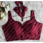 Women's Silk Embellished Sweetheart Neck Sleeveless Readymade Padded Blouse (Maroon, Size 38) - Image 2