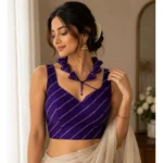 Women's Silk Embellished Sweetheart Neck Sleeveless Readymade Padded Blouse (Purple, Size 38)