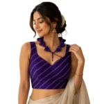 Women's Silk Embellished Sweetheart Neck Sleeveless Readymade Padded Blouse (Purple, Size 38) - Image 3
