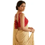 Women's Silk Embellished Sweetheart Neck Sleeveless Readymade Padded Blouse (Red, Size 38) - Image 3