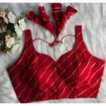 Women's Silk Embellished Sweetheart Neck Sleeveless Readymade Padded Blouse (Red, Size 38) - Image 2