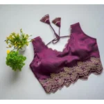 Women's Silk Embroidered Sweetheart Neck Sleeveless Readymade Padded Blouse (Wine, Size 38) - Image 2
