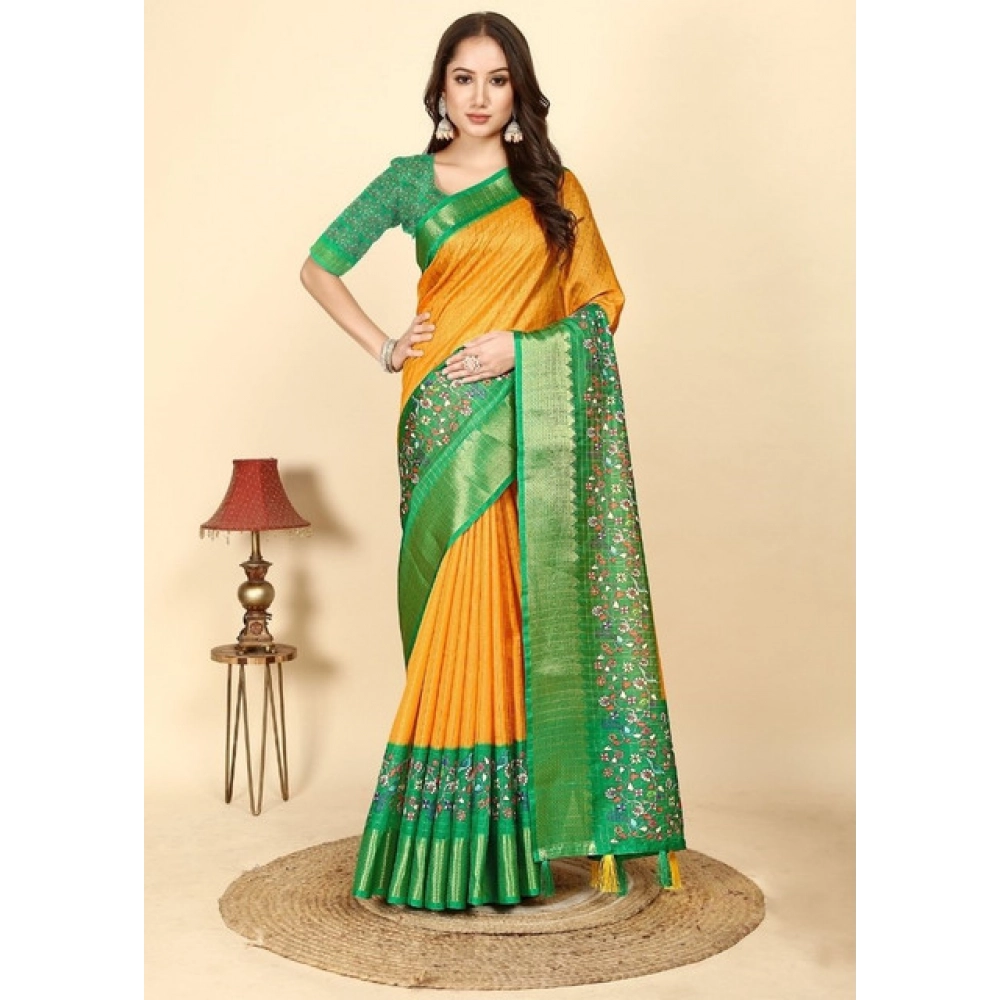 PID-66661-Women-s-Cotton-Silk-Printed-Saree-With-Unstitched-Blouse-5-5-Mtr-Yellow-Green-1-1000x1000-1.webp Women's Cotton Silk Printed Saree With Unstitched Blouse 5.5Mtr (Yellow Green) - Image 1