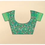 Women's Cotton Silk Printed Saree With Unstitched Blouse 5.5Mtr (Yellow Green) - Image 3