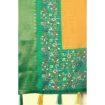 Women's Cotton Silk Printed Saree With Unstitched Blouse 5.5Mtr (Yellow Green) - Image 2