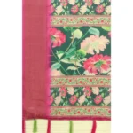 Women's Cotton Silk Floral Printed Saree With Unstitched Blouse 5.5Mtr (Green) - Image 2