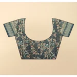 Women's Cotton Silk Printed Saree With Unstitched Blouse 5.5Mtr (Teal) - Image 4