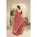 Women's Cotton Silk Floral Printed Saree With Unstitched Blouse 5.5Mtr (Red) - Image 5