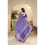 Women's Cotton Silk Floral Printed Saree With Unstitched Blouse 5.5Mtr (Royal Blue) - Image 5