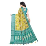 Women's Cotton Silk Floral Printed Saree With Unstitched Blouse 5.5Mtr (Yellow) - Image 2