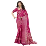 Women's Cotton Silk Printed Saree With Unstitched Blouse 5.5Mtr (Pink) - Image 7