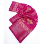Women's Cotton Silk Printed Saree With Unstitched Blouse 5.5Mtr (Pink) - Image 2