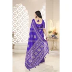 Women's Cotton Silk Printed Saree With Unstitched Blouse 5.5Mtr (Royal Blue) - Image 6