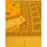Women's Cotton Silk Printed Saree With Unstitched Blouse 5.5Mtr (Yellow) - Image 4