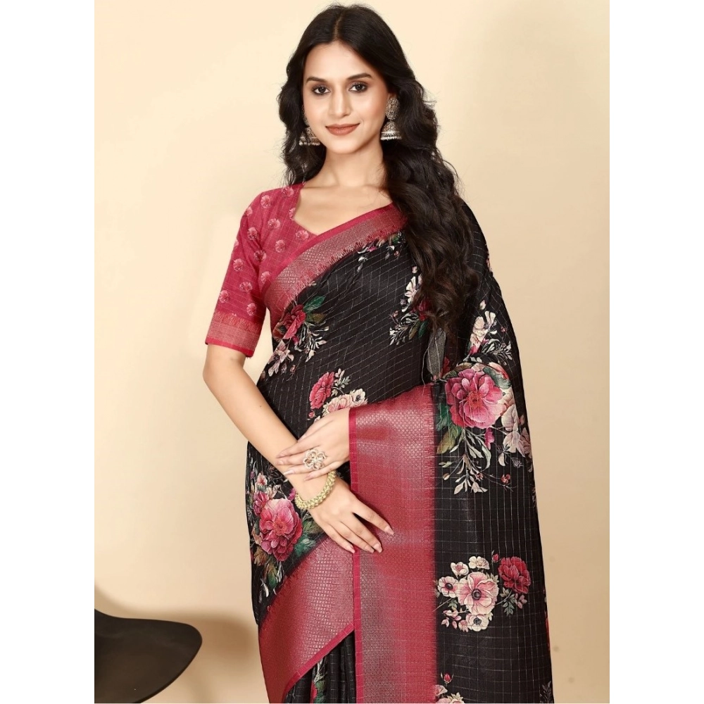 PID-66684-Women-s-Cotton-Silk-Floral-Printed-Saree-With-Unstitched-Blouse-5-5-Mtr-Black-1-1000x1000-1.webp Women's Cotton Silk Floral Printed Saree With Unstitched Blouse 5.5Mtr (Black) - Image 1