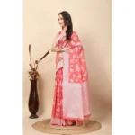 Women's Art Silk Jacquard Printed Saree With Unstitched Blouse 5.5Mtr (Peach) - Image 5